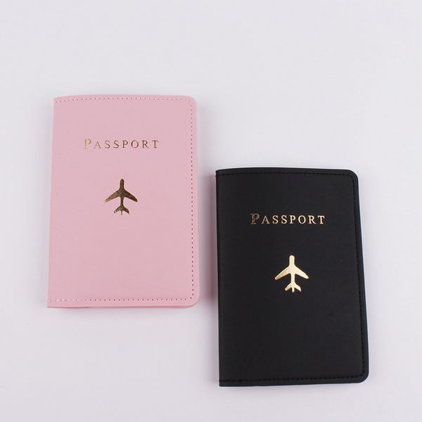 

100pcs card holders women pu small plane prints travel passport cover mix color, Brown;gray