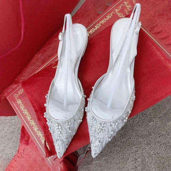 

dress shoes thin heel baotou sandals summer fashion pointed high fairy style pearl lace wedding shoes xyus, Black