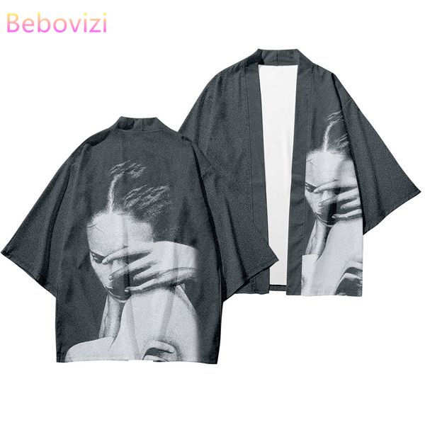 

dark gothic clothes plus size 5xl 4xl 6xl fashion japanese kimono sets beach harajuku men women cardigan haori asian pant suit, Red