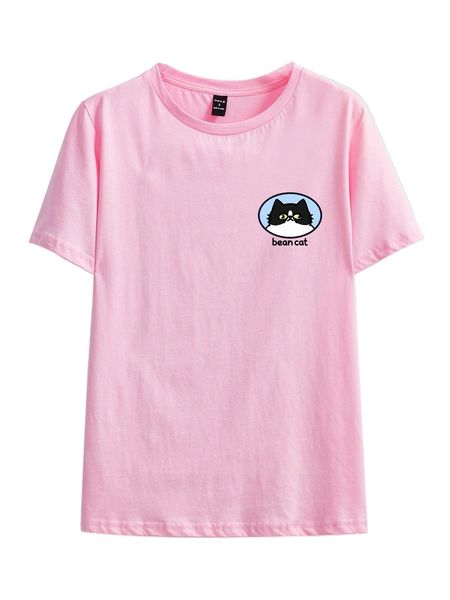 

x bean cat letter & cartoon graphic tee u8n8#, White