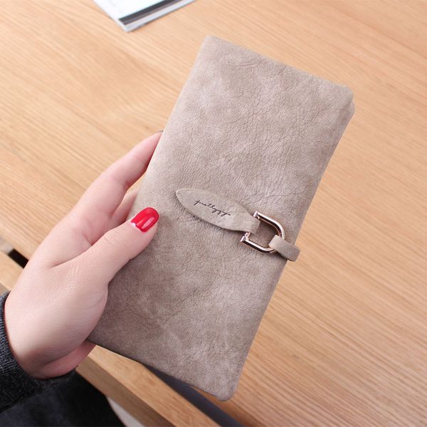 

2022 korean edition frosted pu long leaf women's wallet card bag large capacity fashion versatile trend women's zero wallets, Red;black