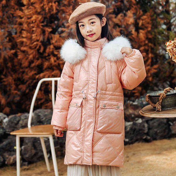 

-30 grade girls down jacket warm baby girl snowsuit outerwear 2021new kids clothes waterproof jacket for girl 5-12 year j220718, Blue;gray