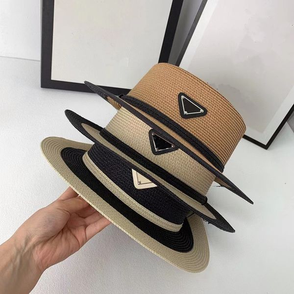 

new luxury straw hat for men and women with the same travel sunscreen belt buckle sun hat sunscreen sunshade hat 3 models can be selected p0, Blue;gray