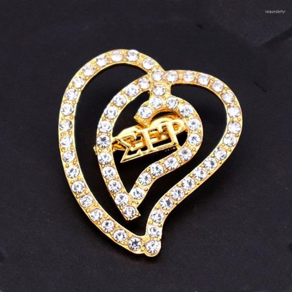 Spille Spille Abadon Trendy Fashion Metallo Crystal Hearts Greek Sorority Delta SGRHO Label School Group Member Jewelry Seau22