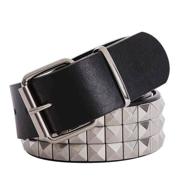 

belts shiny pyramid fashion rivet men&women's studded punk rock with pin buckle, Black;brown