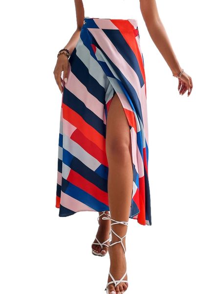 

block striped wrap skirt y8dw#, Black