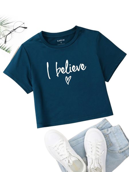 

heart & slogan graphic tee 06ki#, White