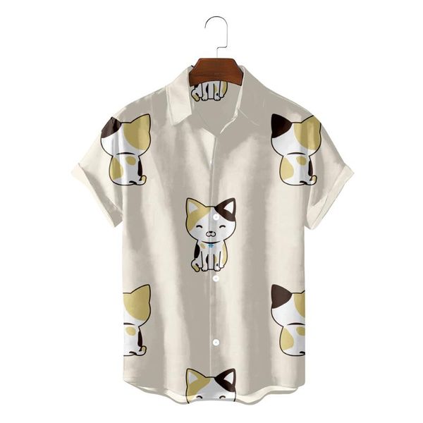 Camicie casual da uomo Camicia hawaiana estiva T-shirt 3D Retro Cartoon Animal Pattern Manica corta Uomo Camisa Vacation BeaMen's