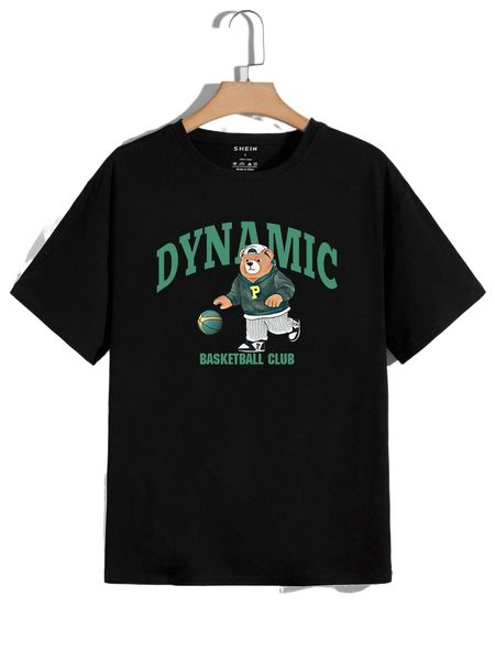 

men bear & letter graphic tee i9mu#, White;black