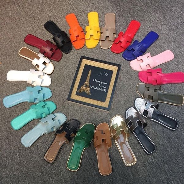 

with low discount designer net red wear slippers leather drag beach holiday flat bottom leisure sandals, Black