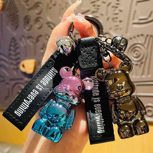 

designer sneaker leather silicone keychains acrylic colorful bow tie bear student lovely net red car key bag pendant couple, Silver