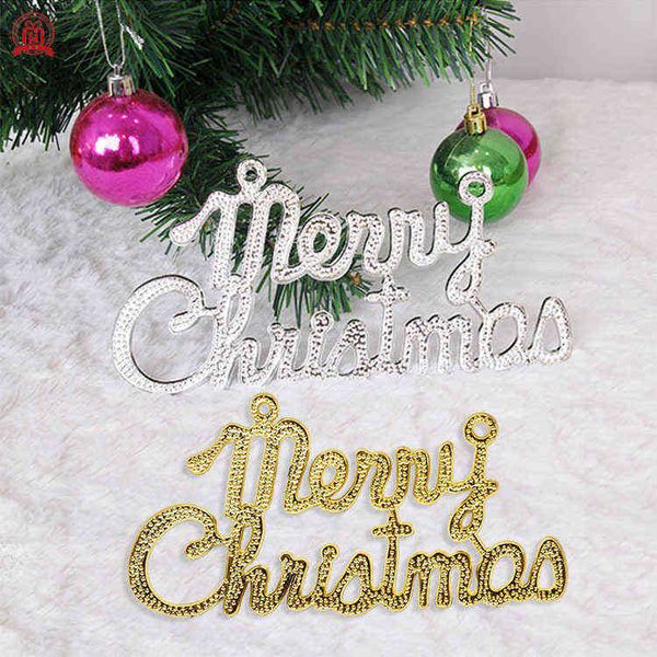 

factory outlet merry christmas english alphabet card tree pendant tree decorations electroplating plastic window listing