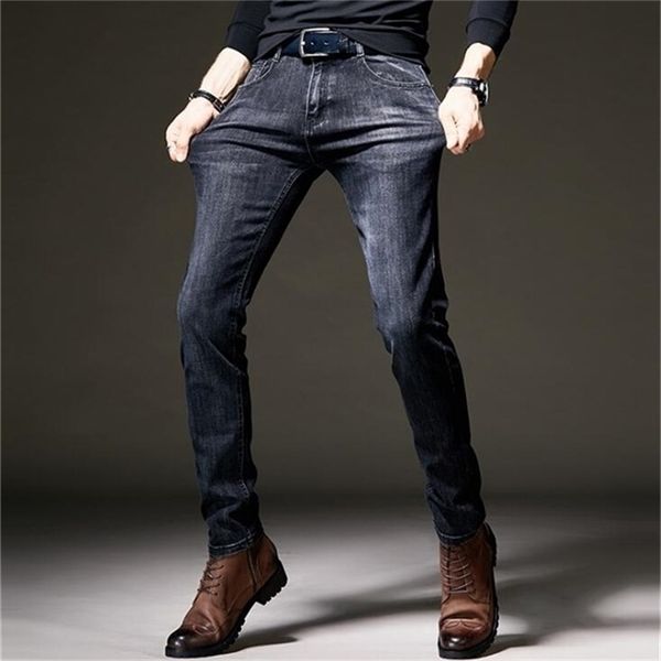 

spring style causal stretch men jeans on s denim male pants 210318, Blue