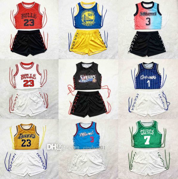 Sexy Sports Tracksuits Mulheres de duas peças Conjunto de basquete Jersey Shorts Roupa