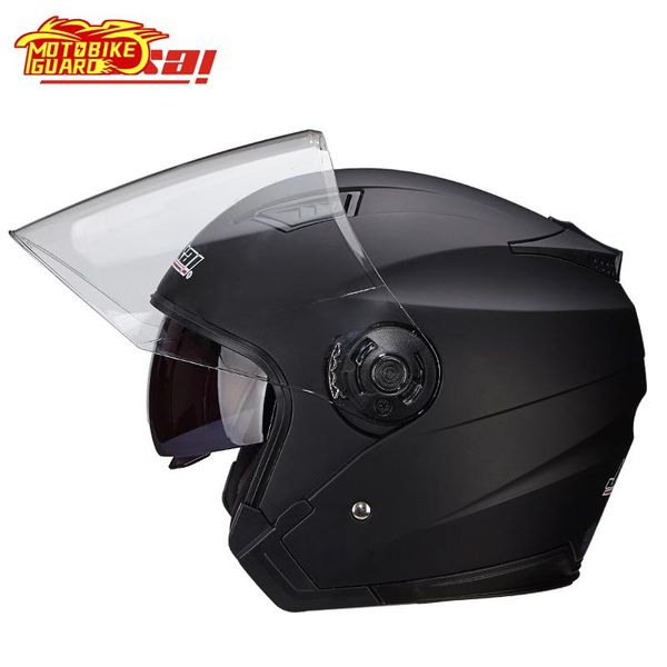 Capacetes de Motocicleta Dual Lente Bicicleta Equitação Aberto Face Meio Capacete Kart Scooter Motor Moto Casque Homens Mulheres