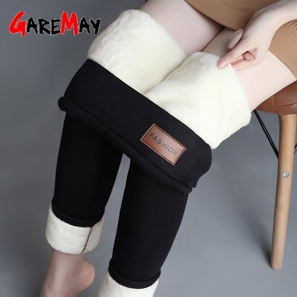 

leggings autumn winter plus velvet legging thick fleece wool black thermal pants plus size women winter warm trousers y200114, Black;white