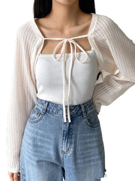 

dazy tie front raglan sleeve crop without cami p0rb#, White