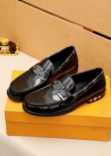 

2022 gentlemen party wedding dress shoes brand designer business handmade oxfords men's genuine leather walking flats size 38-45, Black