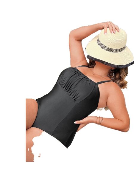 

plus ruched bust one piece swimsuit p9w8#, White;black