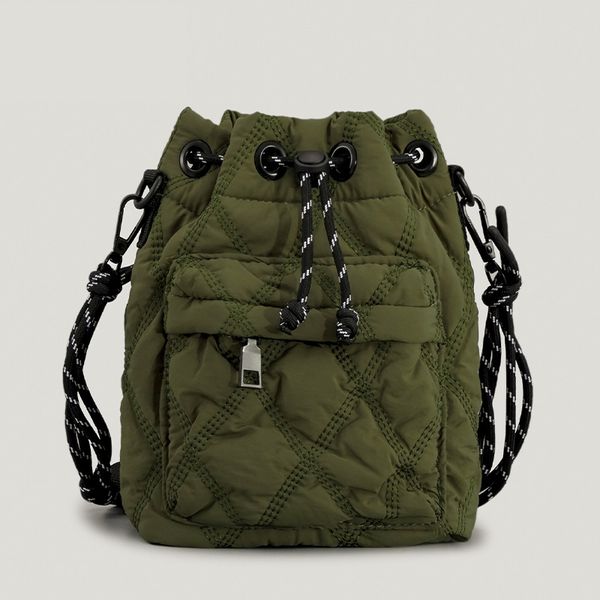 

casual nylon padded women shoulder bags quilted drawsting crossbody bag vintage bucket bag small tote female purses 2022 winter