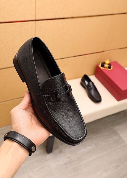 

new 2022 men's genuine leather fashion flats business casual loafers brand designer classic breathable formal wedding oxfords size 38-4, Black