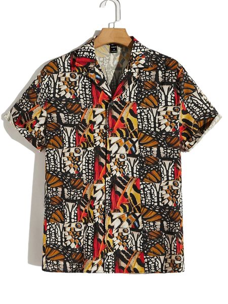 

men patchwork print shirt w1om#, White;black