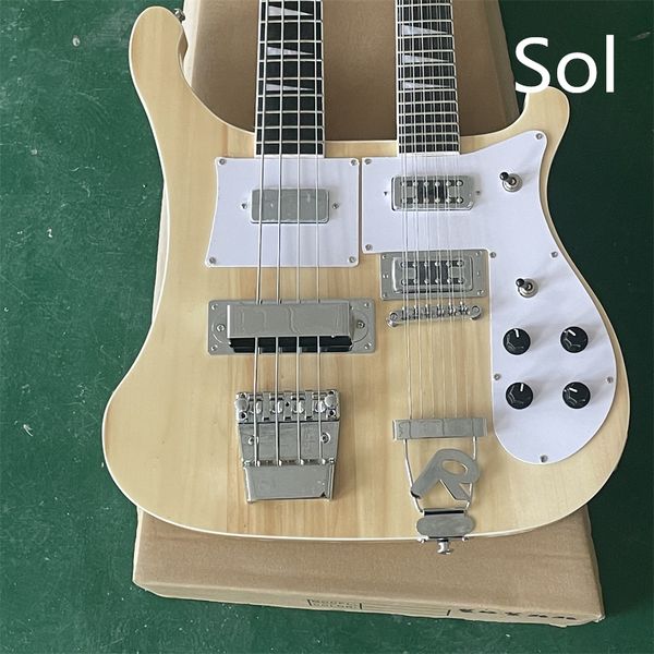 

in stock four string electric bass and 12 string electric guitar original wood color original wood grain rose fingerboard special bridge gui
