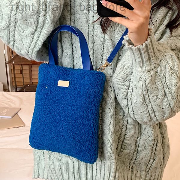 

winter mini soft plush women crossbody bag brands lambswool tote handbags small faux fur shoulder bags for women 2022 blue bag w220813