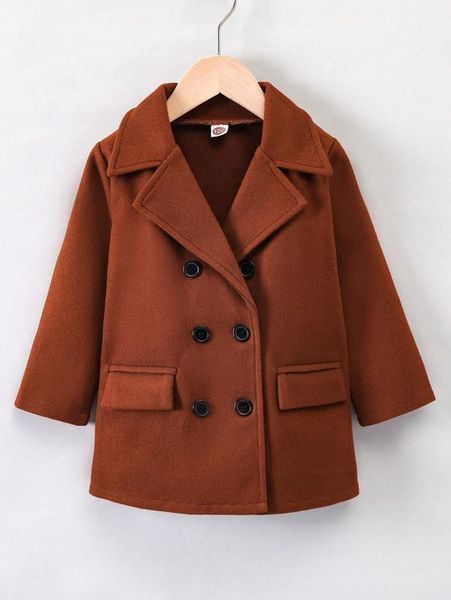 

toddler boys double breasted flap detail overcoat she, Blue;gray