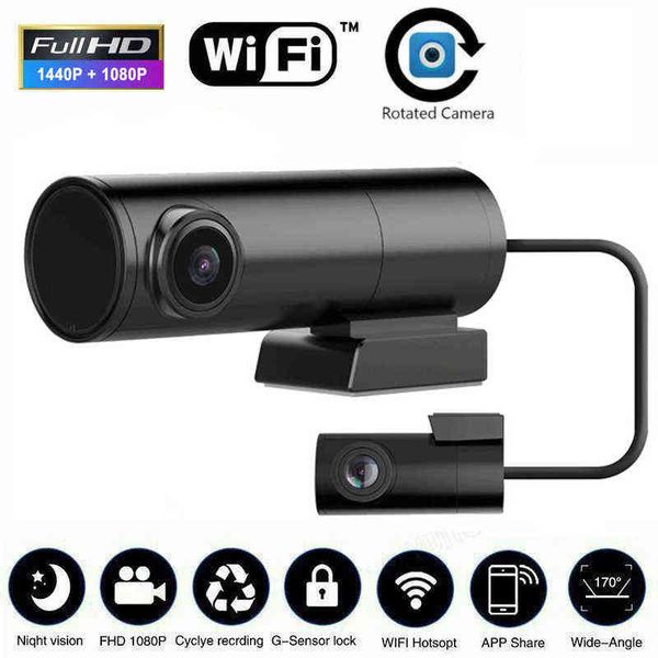 K Mini Wifi Car Dash Cam Front Cam P Car Dvr Dual Camera Gps Tracker Night Vision Recorder Obiettivo girevole Monitor di parcheggio J220601
