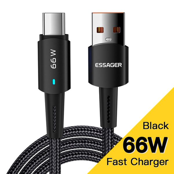 Fio de carregamento rápido do cabo USB tipo C PD66W para Xiaomi 12 11 Pro Redmi Huawei Samsung Mobile Cell Phones