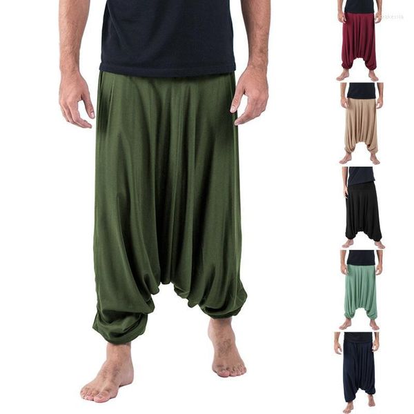 Pantaloni da uomo Vita alta Tasca posteriore aperta Tuta blu Coulisse Pagliaccetti casual Traspirante Allentato Yoga Stretch Bloomers da uomoMen's Drak22