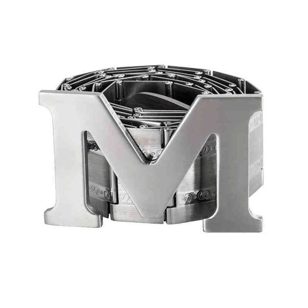 

fashion men thin stainls steel metal letters buckle waist belthk18, Black;brown