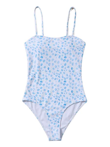 

allover print one piece swimsuit 38kw#, White;black