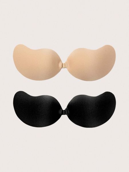 

2pack mango shape adhesive push up bra set g8ut#, Black;red
