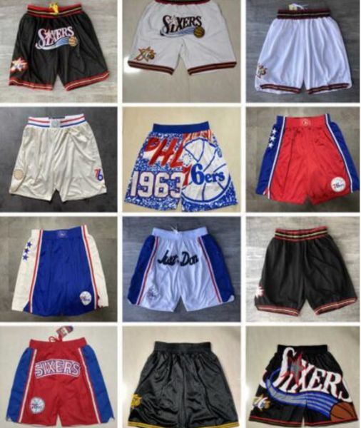 

philadelphia''76ers''men throwback basketball shorts pocket, Black