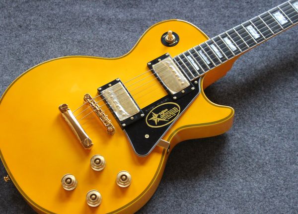 

electric guitar body mahogany fingerboard rosewood finish yellow can customize