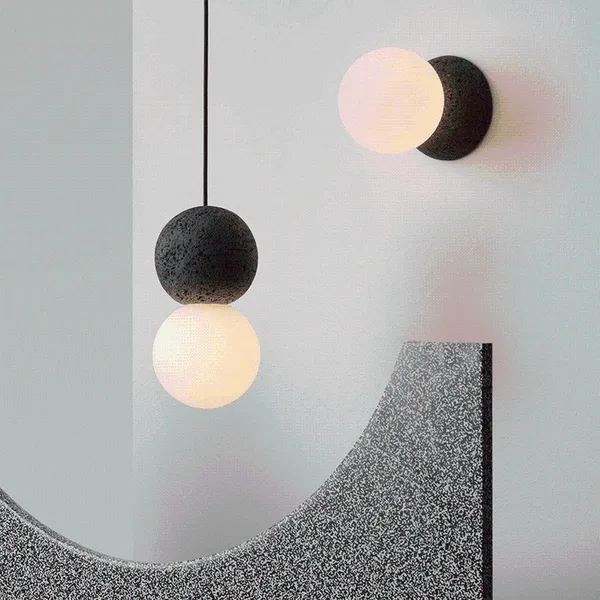 Lampada da parete per interni Lampada a sospensione a doppia sfera nordica Moderna in vetro Cemento Globo Finiture verniciate Soffitto Lampadario a sospensione a LED creativoParete