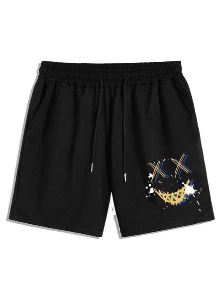 

romwe guys cartoon graphic shorts s97p#, White;black