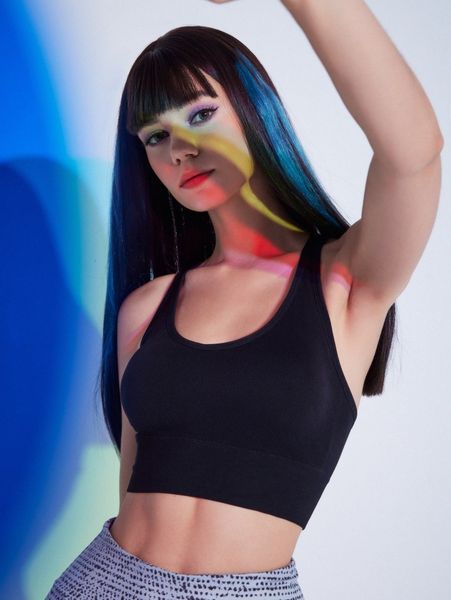 

romwe solid color bralette y57c#, Black;red