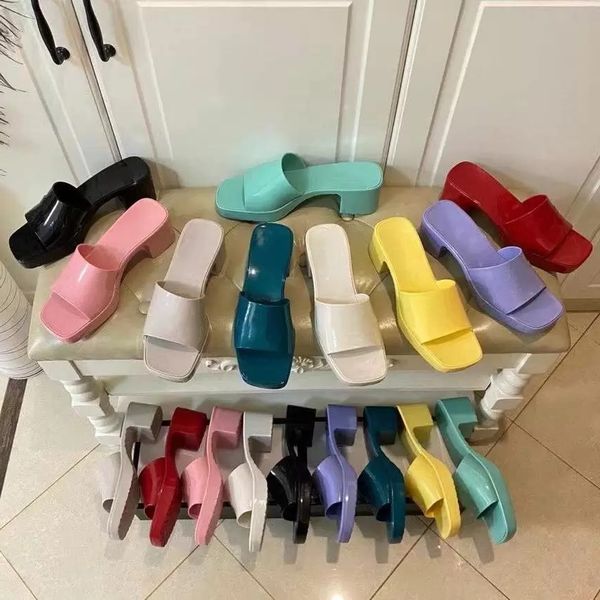 

platform sandals thick heels designer sandal for womens rubber slides triple black smoke grey red ladies peep toe flip flops slippers summer