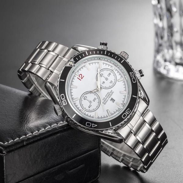 

luxury men's watch classic series stainless steel watches quartz wristwatches day date mens sport watches241h, Slivery;brown