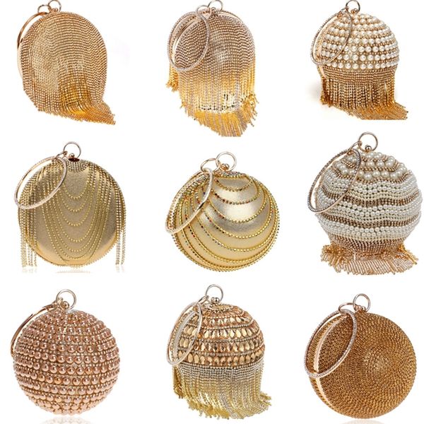 

sekusa circular ball diamond tassel women party dinner clutches evening wedding bag bridal shoulder handbag wristlets clutch 220809