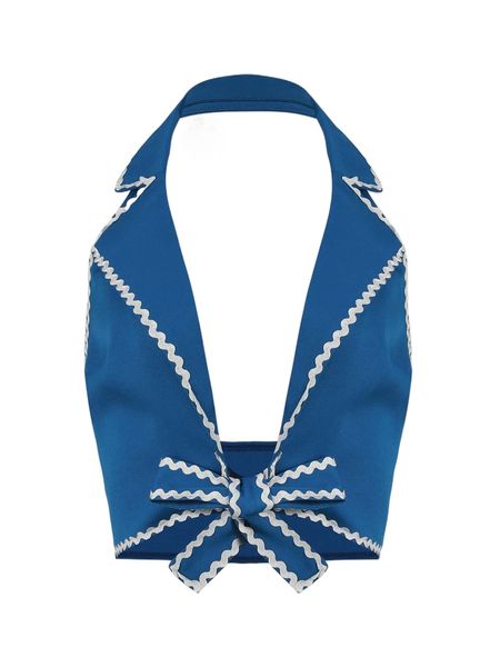 

knot front tape detail halter n7vc#, White