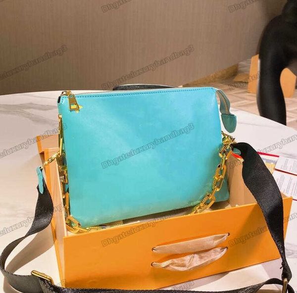 

designer spring-summer 2022 handbag coussin pm shoulder bag embossed puffy lambskin bold monograms print chain pochette clutch carry wide