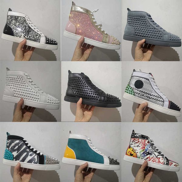 

2022 men women designer casual shoes luxury flats sneakers spikes camo green black white grey blue gold pink mens fashion trainers jogging