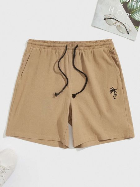 

men coconut tree print drawstring shorts v8io#, White;black