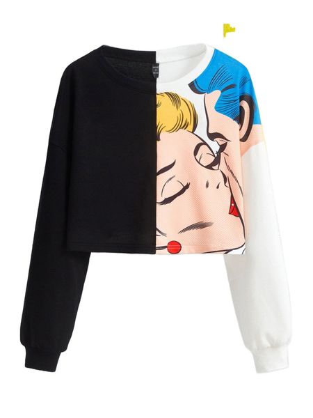 

x joe mcdermott pop art print drop shoulder sweatshirt v1y8#, Black