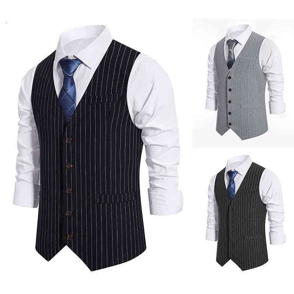 

men's vests men's striped single breasted vest suit clip fzkl, Black;white