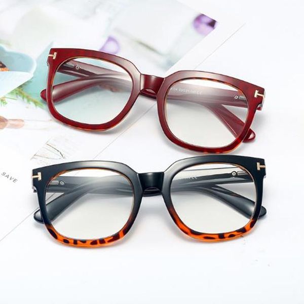 Óculos de sol da moda molduras de óculos anti-ultravioletes quadro lente limpo óculos vermelhos myopia nerd tr90 t letra vintgae uv400fashion